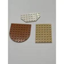 LEGO Plates Lot 3pc Brown 8x8 Round Tan 6x8 Rectangle White 4x9 Wedge 41948