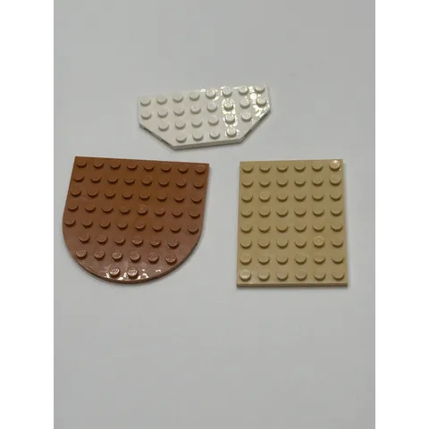 LEGO Plates Lot 3pc Brown 8x8 Round Tan 6x8 Rectangle White 4x9 Wedge 41948