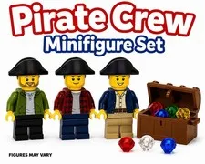 LEGO Pirate Crew Minifigure Set Lot of 4 Figures Treasure Chest & Gems Genuine