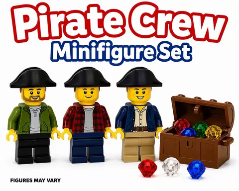 LEGO Pirate Crew Minifigure Set Lot of 4 Figures Treasure Chest & Gems Genuine