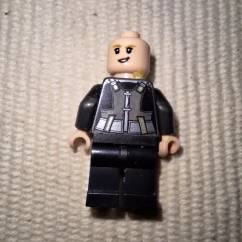 LEGO Minifigure Custom Black Armor Torso Light Flesh Female Head No Hairpiece