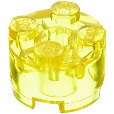 LEGO 40x Trans-Yellow Brick, Round 2 x 2 with Axle Hole inv.621