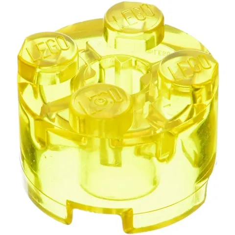 LEGO 40x Trans-Yellow Brick, Round 2 x 2 with Axle Hole inv.621