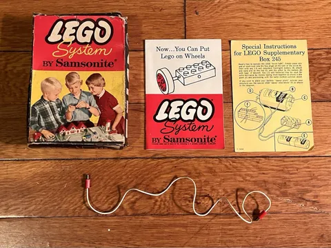 VINTAGE 1961 Lego System By Samsonite #245 Box Papers Electrical Cord