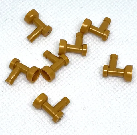 LEGO Parts - Pearl Gold Tap 1 x 1 w/o Hole in Nozzle End - No 4599b - QTY 7