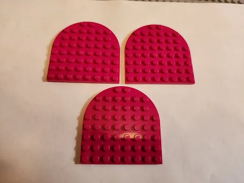 LEGO Rounded End Half Plate Magenta 8x8 Part 41948 Lot of 3