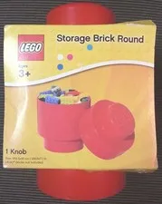 Lego Storage Brick Round Red NEW Ages 3+ Case