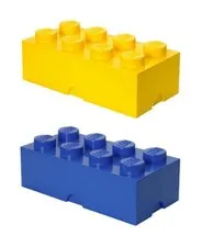 LEGO - Storage Box Brick Large - (X2) - Bright Yellow & Bright Blue