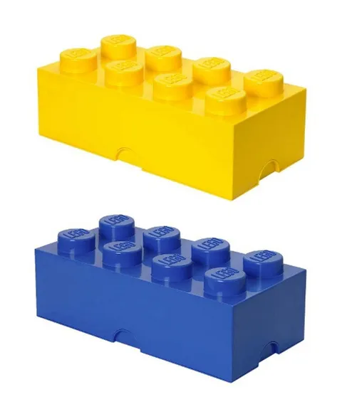 LEGO - Storage Box Brick Large - (X2) - Bright Yellow & Bright Blue