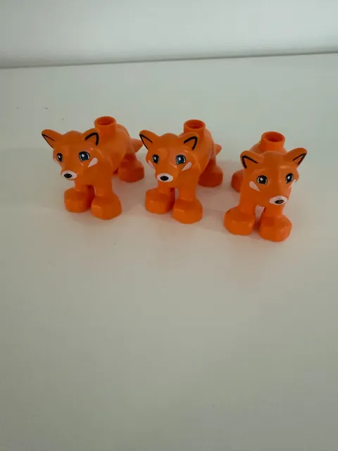 RED FOX LEGO Duplo LOT! ~ 3 Orange Foxes ~ ZOO Forrest Animals