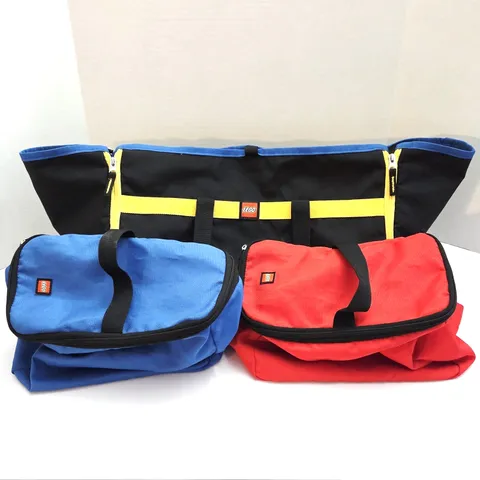 LEGO 3 Pc Tote Duffel Bag Playmat Set w/ 2 Organizer Storage Bags Travel Toy