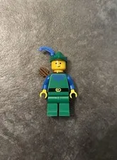 Lego Forestman - Blue, Green Hat, Blue Feather, Quiver Minifigure