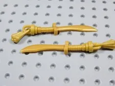 LEGO Lot of 2 Pearl Gold Curved Sword w/ Tassel Weapon Minifig BT