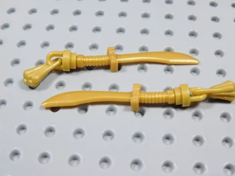 LEGO Lot of 2 Pearl Gold Curved Sword w/ Tassel Weapon Minifig BT