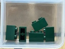 LEGO Parts - Dark Green Brick 1 x 2 - No 3004 - QTY 5