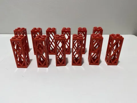 LEGO Girder Lot - Red Rectangular 2x2x5 Support Pillar Lattice 2580 (x 12)