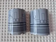 LEGO Cylinder Half 3x6x6 SW The Razor Crest Hull Plates 87926pb014 Qty 2