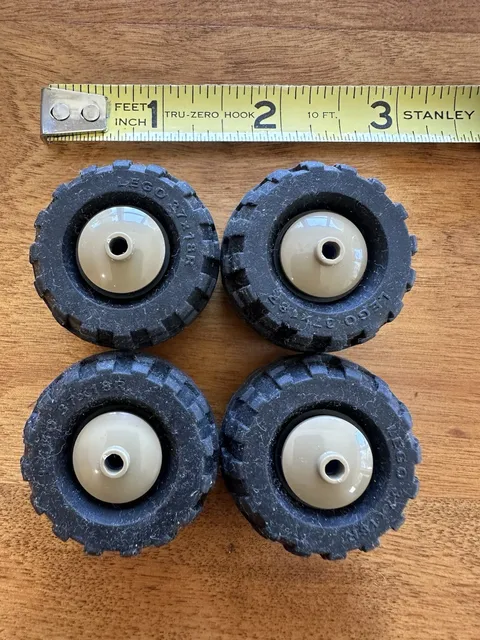 Lego 37x18R WHEEL LOT OF 4 Tires/Wheels W Beige Brown Rims