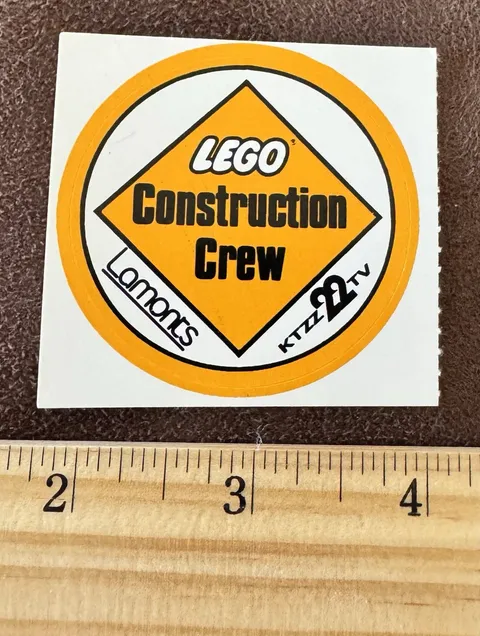 Vintage 1990’s LEGO Construction Crew 2” Diameter Multi-Colored Unused Sticker