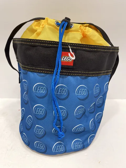 Blue Building Blocks LEGO Bricks Travel Storage Cinch Bucket Tote Toy Organizer