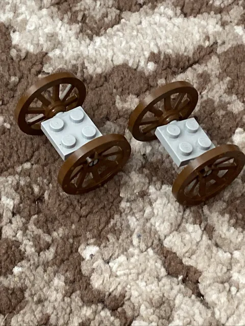 LEGO Castle Part 2470 (4 piece Lot) Brown Wagon Wheel Small (27mm D.)