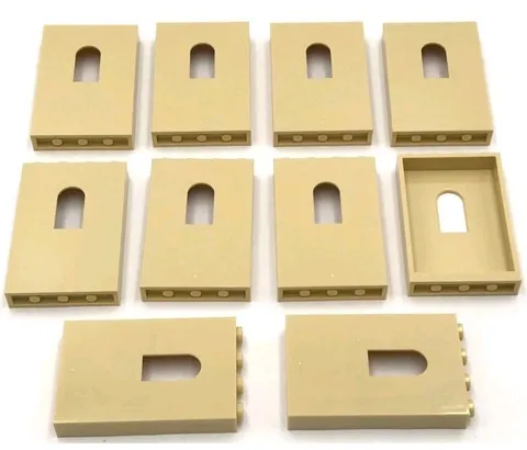 Lego 10 New Tan Panel 1 x 4 x 5 Wall with Window Castle Pieces