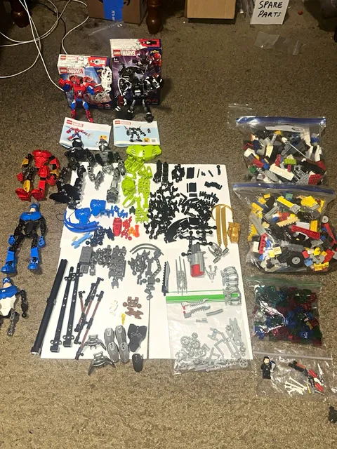 LEGO MIXED 5LB LOT OF MARVEL + BIONICLE + MIXED BRICKS + 2 100% COMPLETE SETS!