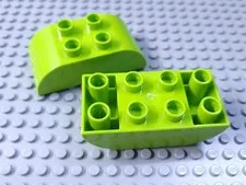 LEGO New DUPLO Lot of 2 Lime Green 2x4 Curved Top Bricks
