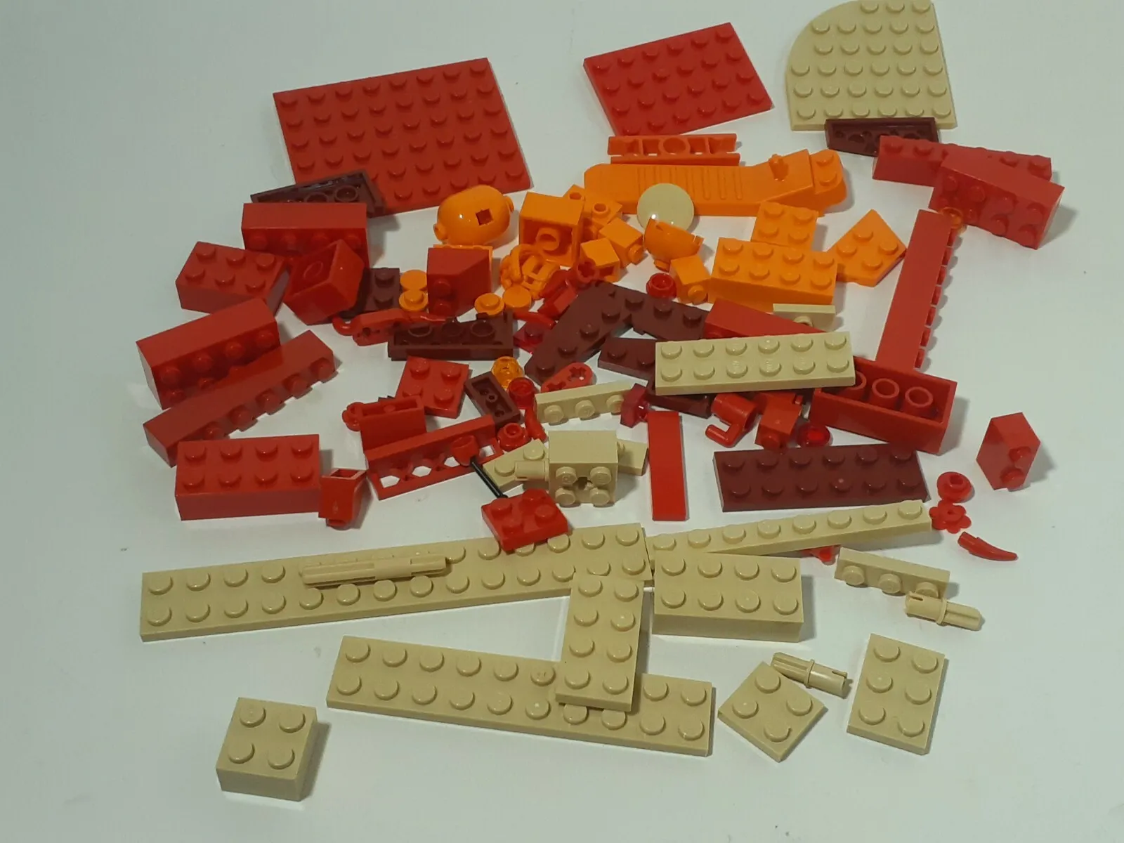 LEGO Bricks Assorted Lot-Red, Orange And Tan