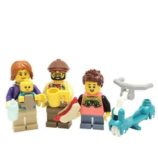 Lego Family Minifigure Lot Mom Dad Baby Child 4 Fun Figures w/ Accessories