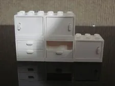 Lego Lot of 3 White Container Oven Cabinet White Hinge Door