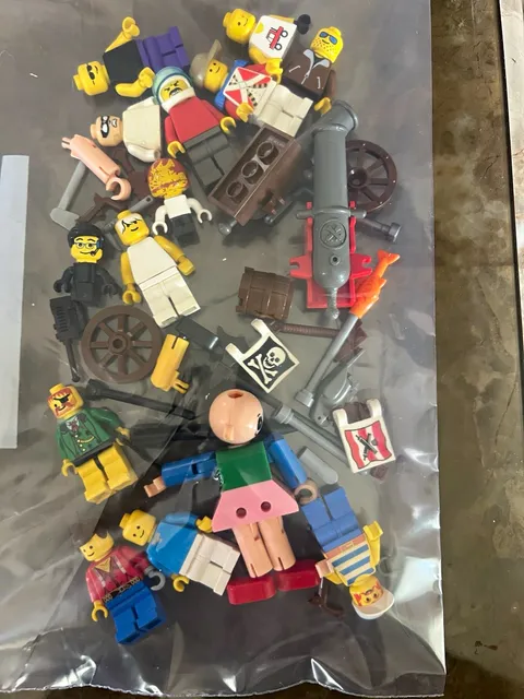 LEGO Pirate Ship Bulk Lot Minifigure Parts & Accessories Cannon Flags Wheels
