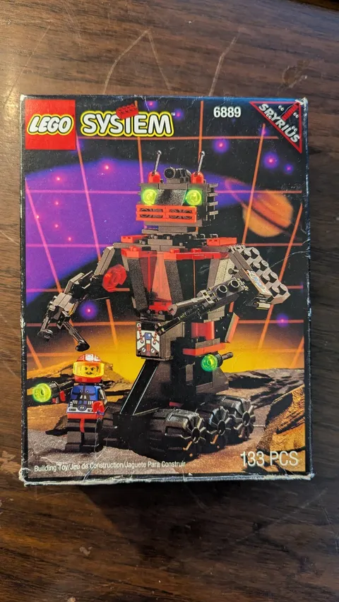VINTAGE LEGO SYSTEM 6889 Spyrius Space: Recon Robot 100% Complete w/ box/manual