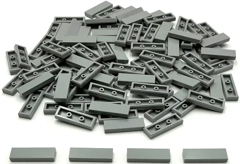 Lego 100 New Light Bluish Gray Tiles Flat Smooth 1 x 3 Stud Pieces