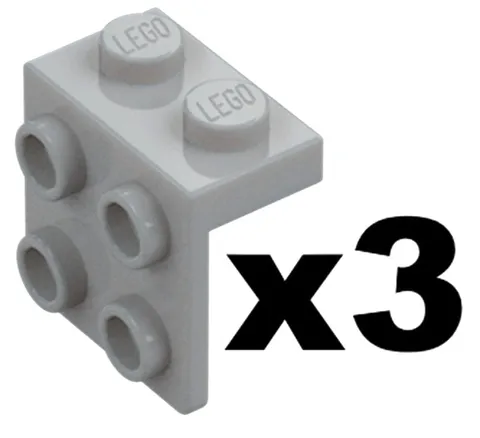Lego NEW BRACKET Light Bluish Gray 1 x 2 - 2 x 2 Stud Qty 3 Part 44728 LG2