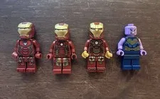 Lot Of 4 Lego Minifigures: SH0072A, SH0496, SH0167, SH0906: 3 Iron Man/1 Thanos