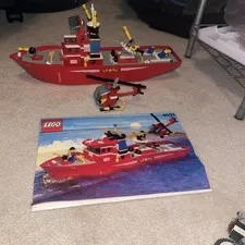 LEGO 4031 Firefighter Boat Incomplete With Manuel  Vintage Read!!!