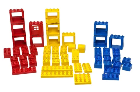 LEGO DUPLO Lot 53 Pieces Red Yellow Blue Primary Colors Assorted Half Door