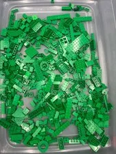 1 lb. Mixed Green Legos - standard blocks and unique pieces (Lot B)