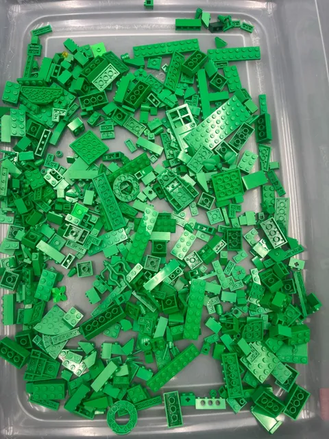 1 lb. Mixed Green Legos - standard blocks and unique pieces (Lot B)