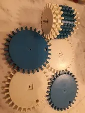 Vintage 1960's Lego Gears Blue And White 4 Larger 7 Smaller