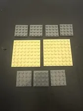 Lot Of 9 Lego 1  Tan 8x8  7 4x4 Gray Plate baseplate