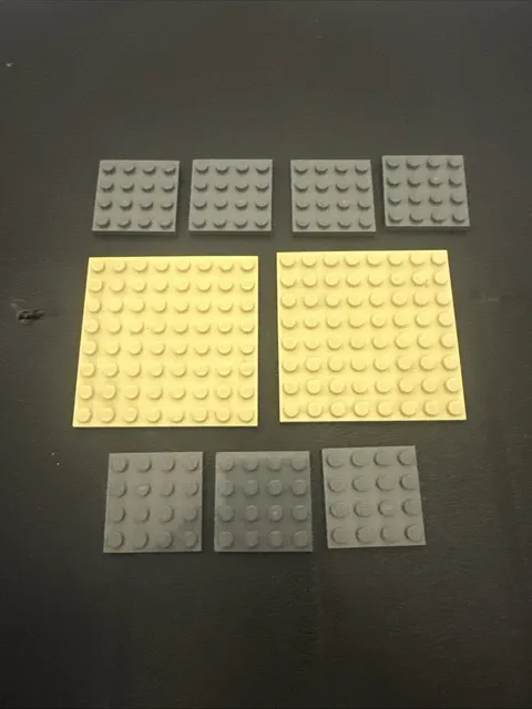 Lot Of 9 Lego 1  Tan 8x8  7 4x4 Gray Plate baseplate