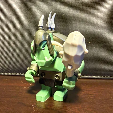 LEGO Vintage Green Big-Fig Troll with club and spikes. Super rare