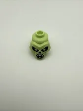 Real LEGO Minifig Head Skull w/ Black Eyes Nose & Mouth / White Pupils & Teeth