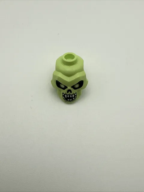 Real LEGO Minifig Head Skull w/ Black Eyes Nose & Mouth / White Pupils & Teeth