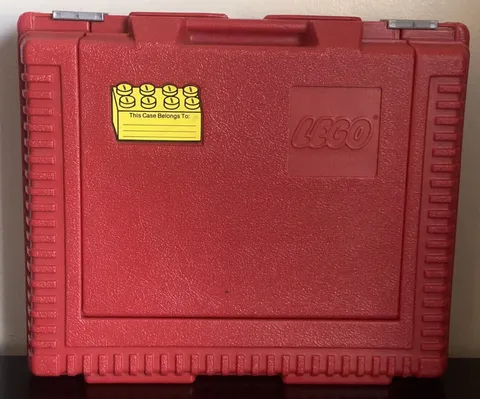 1985 Lego RED Plastic Storage Container Case Carry Box 15x12x4 Vintage