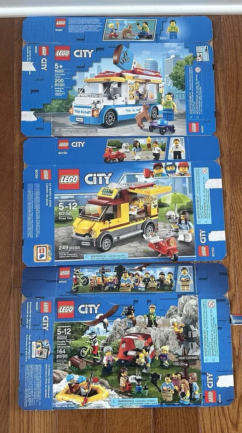 LEGO CITY EMPTY BOX LOT 60253 60150 60202 Ice Cream Truck Pizza Van People Pack