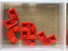 LEGO Parts - Red Plate, Round Corner 2 x 2 with 1 x 1 Cutout - No 79491 - QTY 5