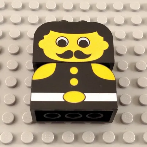 LEGO Black 2x4x2 Curved Fireman Decorated Round Brick Pieces